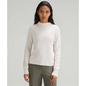 Lululemon Cotton-Blend Mock Neck Sweater Heathered Bone Size XS